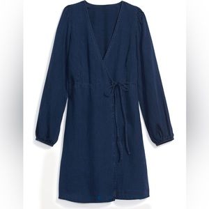 Old navy puff-sleeve jean mini wrap dress